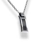 Moška-črna-srebrna-jeklena-verižica-ROCHET -P533181- Mercury-črna-ploščica-moški-nakit-moške-zapestnice