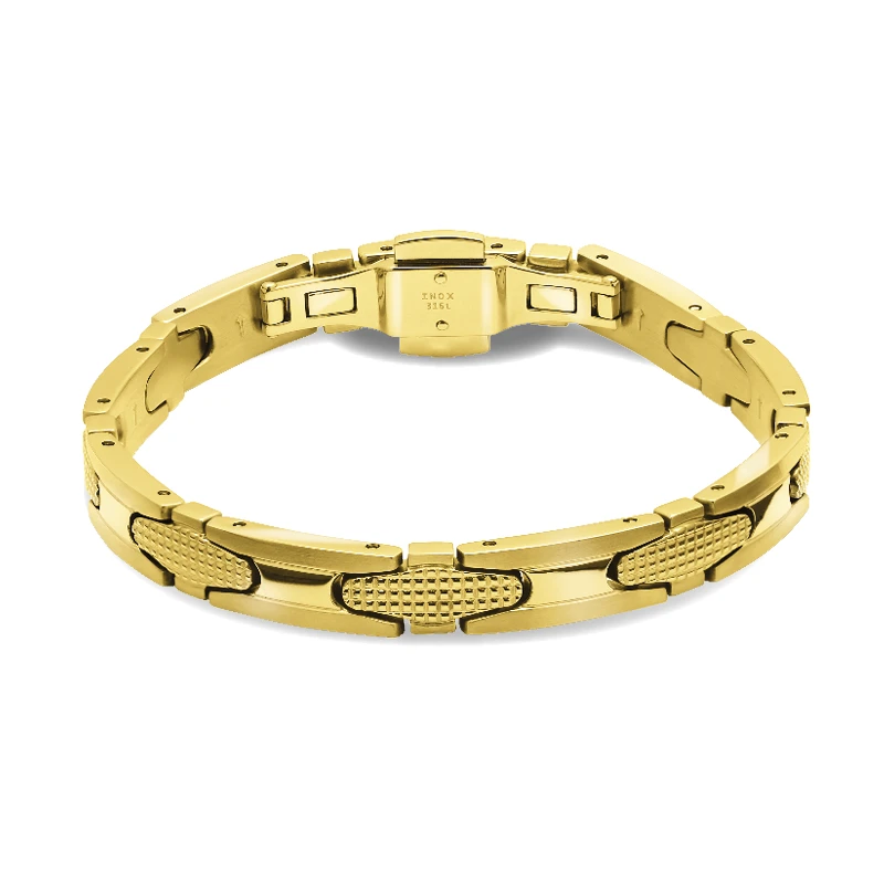 rochet-hb7986A Moška zapestnica ROCHET Gatsby HB7986A iz jekla v klasičnem in elegantnem slogu z zlatim pvd nanosom