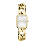 Ženska kvadratna ura ROSEFIELD SWGSG-O55 v zlati barvi s pletenim paščkom, prefinjena in elegantna kot nakit