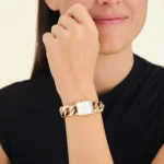 Ženska ročna ura ROSEFIELD SWGSG-O55 na zapestju, elegantna zlata kvadratna ura z minimalističnim dizajnom