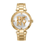 Elegantna ženska ročna ura DKNY DK1L041M0065 – okrogla zlata ura z logotipom DKNY