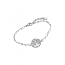 enska zapestnica LOTUS STYLE LS2194-2-1 iz nerjavečega jekla s simbolom drevesa življenja v srebrni barvi.