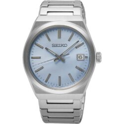 Elegantna in prestižna moška ura SEIKO SUR599P1 s turkizno številčnico in jeklenim pasom