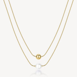 Verižica s perlo v zlati barvi dvojno pletena BPC47 Brosway Perfect