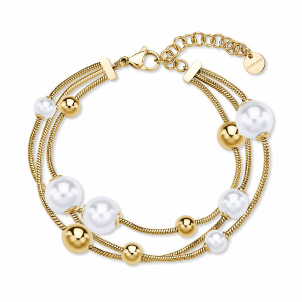 Ženska zapestnica Brosway BPC59 z biseri in zlatimi kroglicami