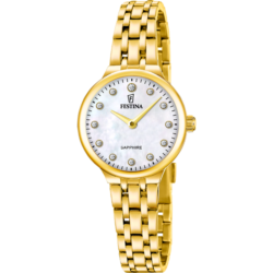Ženska ročna ura Festina F20745-1 – zlata eleganca z biserno številčnico