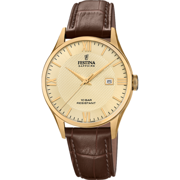 Festina Swiss F20010-5 moška ura zlata številčnica