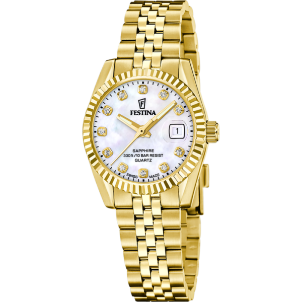 Festina Swiss F20089-1 zlata ženska ura s kristali