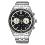 Moška ročna ura SEIKO SSB429P1 s črno številčnico in jeklenim pasom