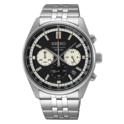 Moška ročna ura SEIKO SSB429P1 s črno številčnico in jeklenim pasom